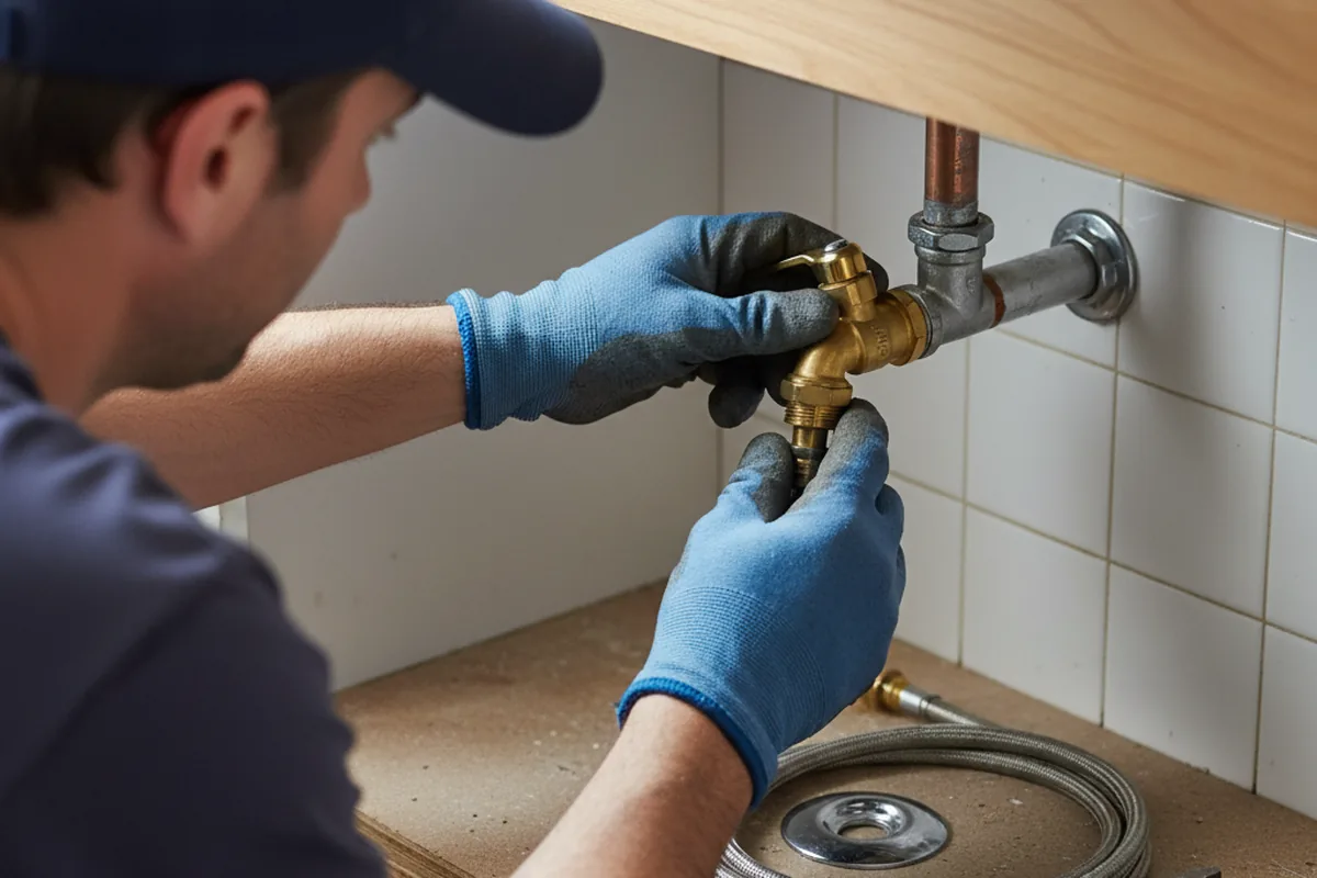 Shutoff valve and fitting work during Burst Pipe Repair in Joshua